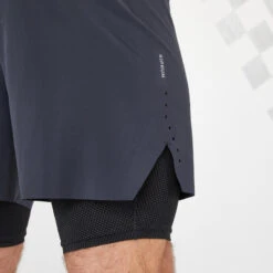 2-in-1 Hardloopshort Voor Heren 19 2-in-1 Hardloopshort Voor Heren -Modekleding 2 in 1 hardloopshort voor heren grijszwart 4