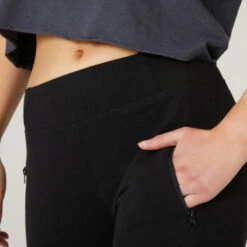 Joggingbroek Voor Fitness Dames Hoog Aandeel Katoen Aansluitend 520 -Modekleding aansluitende joggingbroek voor fitness dames 520 zwart 3