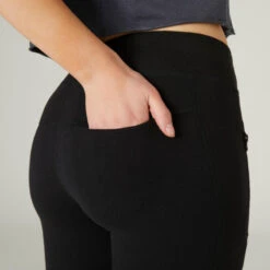 Joggingbroek Voor Fitness Dames Hoog Aandeel Katoen Aansluitend 520 -Modekleding aansluitende joggingbroek voor fitness dames 520 zwart 4