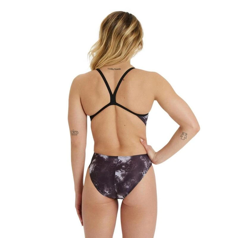 Arena Damesbadpak Met Allover Challenge Back - Zwart/Zwart Multi 4 Arena Damesbadpak Met Allover Challenge Back - Zwart/Zwart Multi - Afbeelding 2