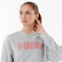 Puma Cropped Sweater Dames Katoen Grijs -Modekleding cropped sweater dames katoen grijs 2