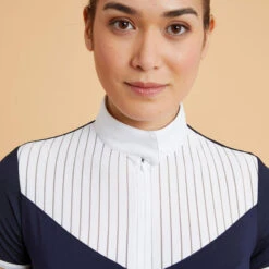 Damespolo Met Korte Mouwen Voor Paardrijwedstrijden 500 -Modekleding damespolo met korte mouwen voor paardrijwedstrijden 500 marineblauw 2