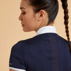 Damespolo Met Korte Mouwen Voor Paardrijwedstrijden 500 -Modekleding damespolo met korte mouwen voor paardrijwedstrijden 500 marineblauw 4
