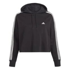 ADIDAS Essentials 3-Stripes French Terry Crop Hoodie (Grote Maat) -Modekleding essentials 3 stripes french terry crop hoodie grote maat 1