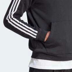 ADIDAS Essentials Fleece 3-Stripes Sweatshirt Met Korte Rits -Modekleding essentials fleece 3 stripes sweatshirt met korte rits 4