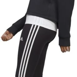 ADIDAS Fitness Legging Met Hoge Taille Voor Dames 3S Zwart En Wit -Modekleding fitness legging met hoge taille voor dames 3s zwart en wit 3