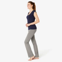 Fitness Legging Voor Dames Fit+ Recht Model 500 -Modekleding fitness legging voor dames fit recht model 500 grijs 1