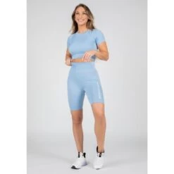 Gorilla Wear Selah Seamless Crop Top - Lichtblauw - S/M 9 Gorilla Wear Selah Seamless Crop Top - Lichtblauw - S/M -Modekleding gorilla wear selah seamless crop top lichtblauw sm 2