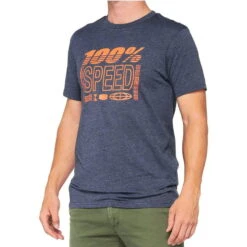 100% Handelsmerk - T-Shirt - Navy Heather - Lichtblauw/Oranje