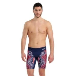 Arena Jammer Met Marmerprint - Marineblauw/Rood/Multi