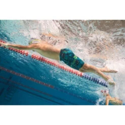 Jammer Zwemshort Voor Jongens 500 First All Mask -Modekleding jammer zwemshort voor jongens fiti all map blauw geel 5