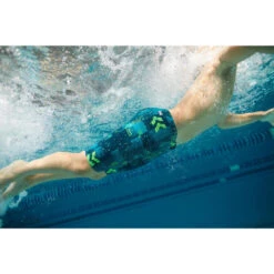 Jammer Zwemshort Voor Jongens 500 First All Mask -Modekleding jammer zwemshort voor jongens fiti all map blauw geel 6