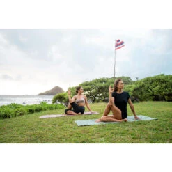 Katoenen Kuitbroek Voor Zachte Yoga Dames Ecodesigned -Modekleding katoenen kuitbroek zachte yoga dames ecodesigned zwart grijs 5