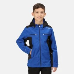 Regatta Kinder/Kids Highton Hooded Waterdicht Jasje (Surf Spray/Zwart) 10 Regatta Kinder/Kids Highton Hooded Waterdicht Jasje (Surf Spray/Zwart) -Modekleding kinderkids highton hooded waterdicht jasje surf sprayzwart 3