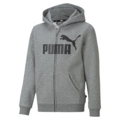 Essentials Hoodie Met Rits Met Groot Logo Voor Jongeren PUMA