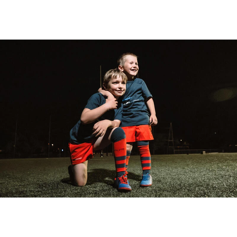 Rugbyshirt Met Korte Mouwen Voor Kinderen Franse Team R100 Blauw 8 Rugbyshirt Met Korte Mouwen Voor Kinderen Franse Team R100 Blauw - Afbeelding 6