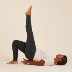 Technische Legging Zachte Yoga Dames Ecodesigned -Modekleding technische yoga legging dames verantwoord katoen donkergrijs 1