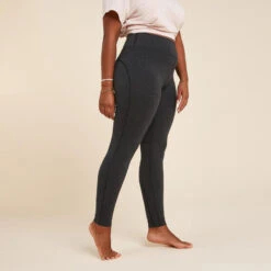 Technische Legging Zachte Yoga Dames Ecodesigned -Modekleding technische yoga legging dames verantwoord katoen donkergrijs 2
