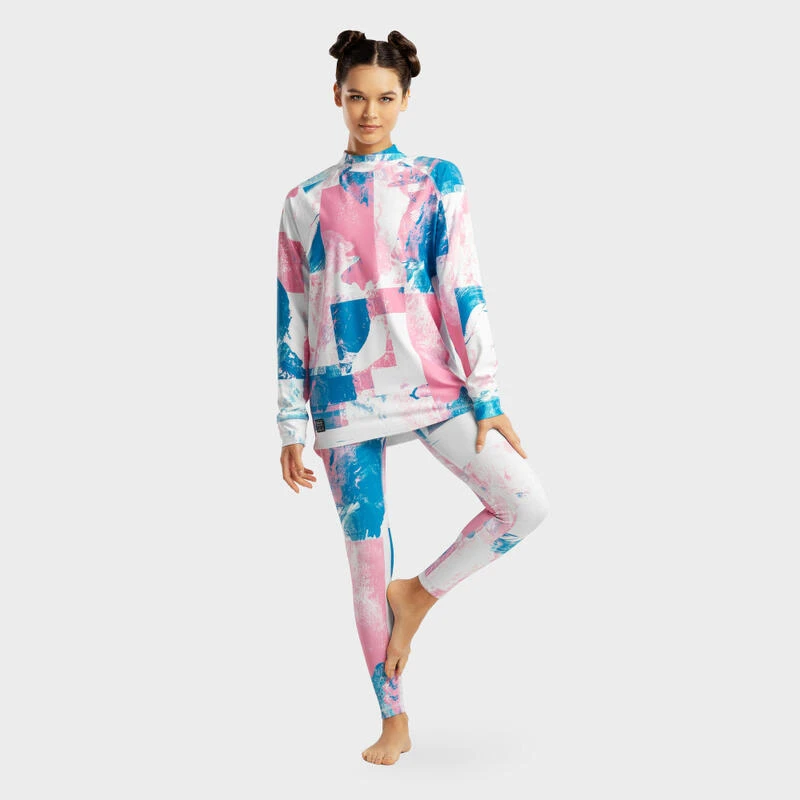 Thermisch Ondershirt Wintersport SIROKO Slush-W Watercolor Kauwgom Roze Dames 6 Thermisch Ondershirt Wintersport SIROKO Slush-W Watercolor Kauwgom Roze Dames - Afbeelding 4