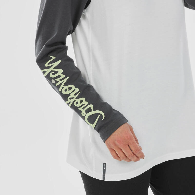 WEDZE Thermoshirt Voor Skiën Voor Dames BL 590 Brokovich Merinowol Grijs/wit 4 WEDZE Thermoshirt Voor Skiën Voor Dames BL 590 Brokovich Merinowol Grijs/wit - Afbeelding 2