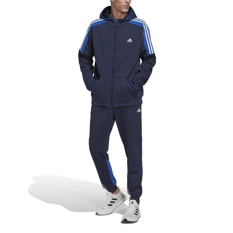 ADIDAS Trainingspak Fleece Colorblock Blauw - HK4463 3 ADIDAS Trainingspak Fleece Colorblock Blauw - HK4463
