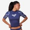 Roxy Uv-werende Rashguard Voor Surfen Dames Korte Mouwen Floral Blauw -Modekleding uv werende rashguard voor surfen dames korte mouwen floral blauw