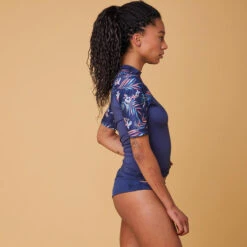Roxy Uv-werende Rashguard Voor Surfen Dames Korte Mouwen Floral Blauw -Modekleding uv werende rashguard voor surfen dames korte mouwen floral blauw 2