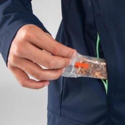 Warm Atletiekjack Voor Kinderen AT 500 -Modekleding warme en waterdichte jas voor hardlopen kinderen marineblauw groen 8