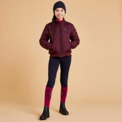 Warme Kinderjack Ruitersport ACCESS Kastanjebruin -Modekleding warme jas voor ruitersport kinderen 500 bordeaux 1