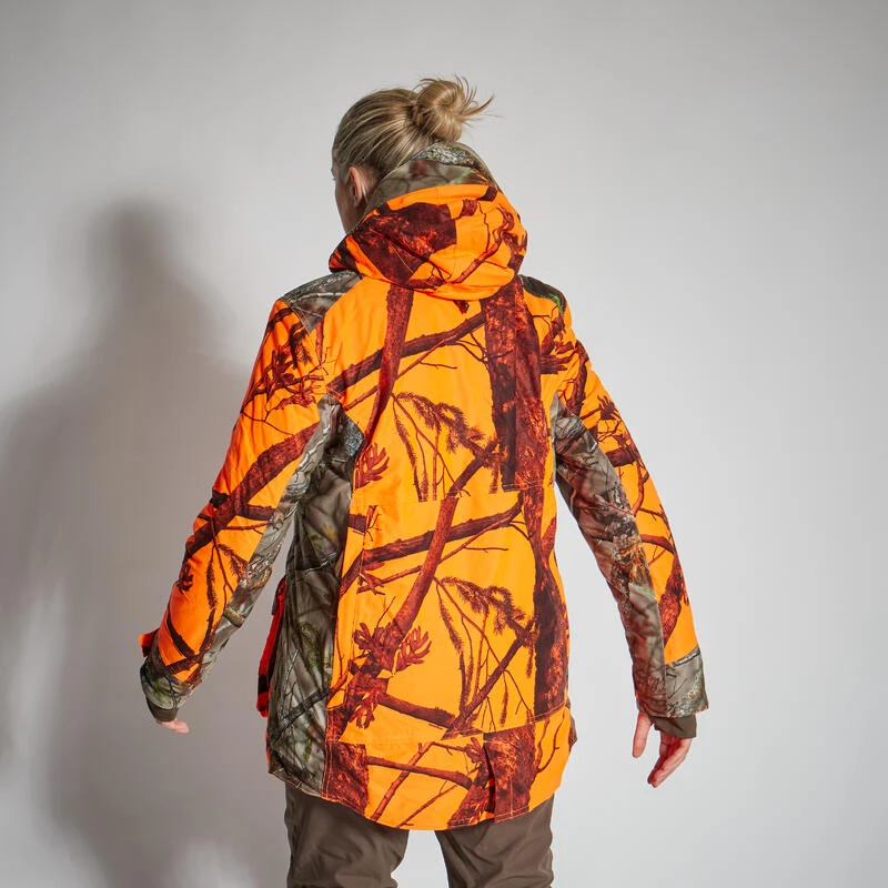 Warme Waterdichte Geluidloze 3-in-1 Jas Voor De Jacht Dames 500 Fluocamo 5 Warme Waterdichte Geluidloze 3-in-1 Jas Voor De Jacht Dames 500 Fluocamo - Afbeelding 3