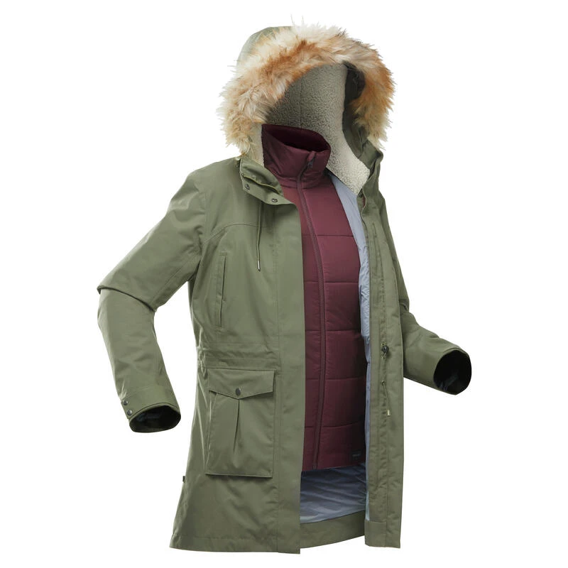 Waterdichte 3-in-1 Jas Voor Backpacken Dames Travel 900 Warm -15°C 4 Waterdichte 3-in-1 Jas Voor Backpacken Dames Travel 900 Warm -15°C - Afbeelding 2