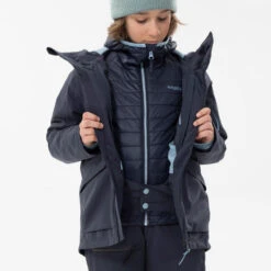 WEDZE Ski-jas Voor Freeride Kinderen 900 3-in-1 -Modekleding waterdichte ski jas voor jongens fr900 3 in 1 marineblauw 6