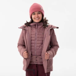 WEDZE Ski-jas Voor Freeride Voor Kinderen 900 3-in-1 -Modekleding waterdichte ski jas voor meisjes fr900 3 in 1 roze 6